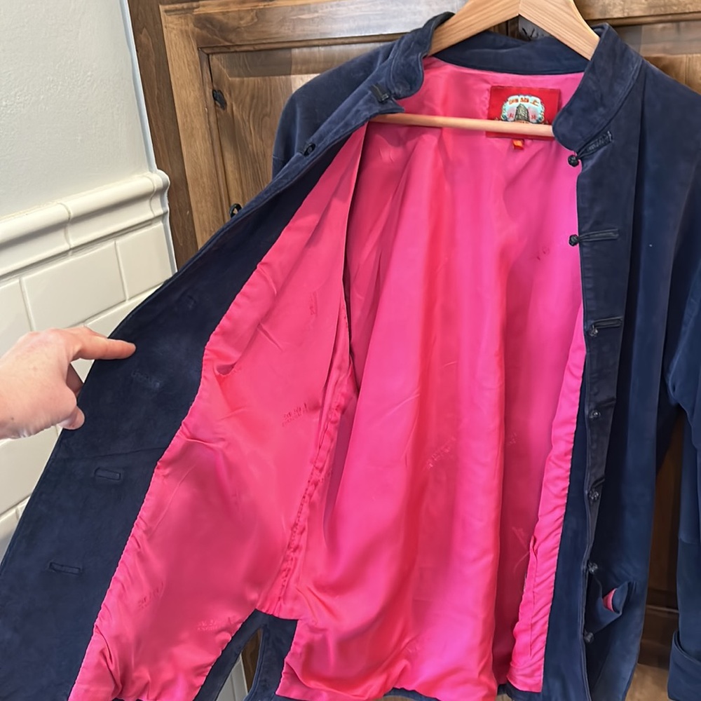 Shanghai Tang Size small women’s leather navy beautiful!!! Coat - Picture 3 of 16